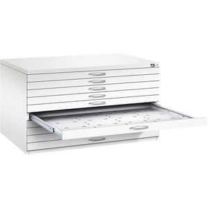 CP-Möbel Planschrank 7201-000, verkehrsweiß, DIN A0, aus Metall, 80% Teilauszug, 135 x 76 x 96 cm, 10 Schubladen