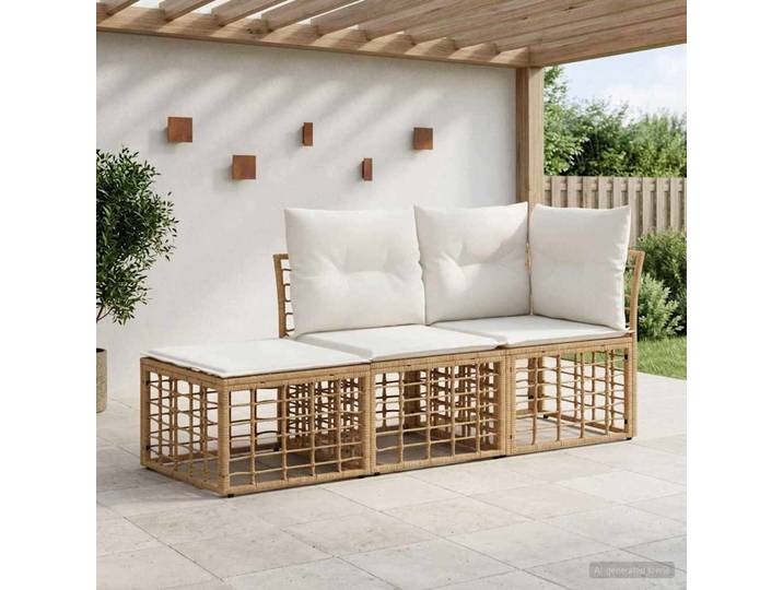 vidaXL Outdoor-Sofagarnitur 3 stk. Natur Polyester