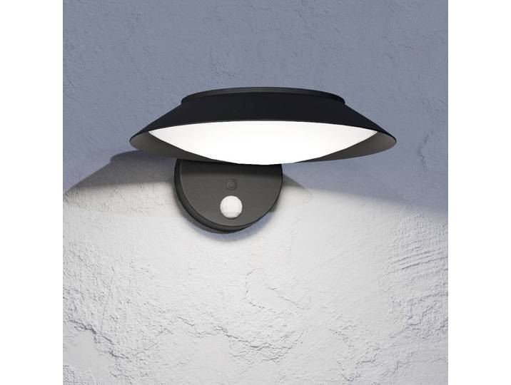 EGLO Solar-LED-Wandlampe Cerrisi, Breite 10,5 cm, schwarz, Sensor Cerrisi, schwarz, Kunststoff, Modern, Solarleuchte außen