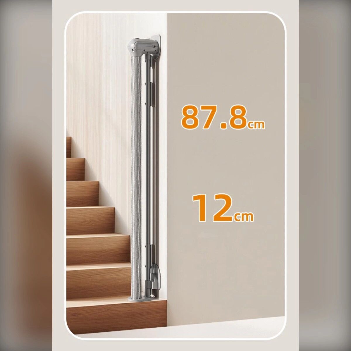 INF Aufrollbares Sicherheits-Haustiergitter — Verstärkte Stangenkonstruktion, 87.8cm Höhe, beißfestes PVC-Gewebe Beige