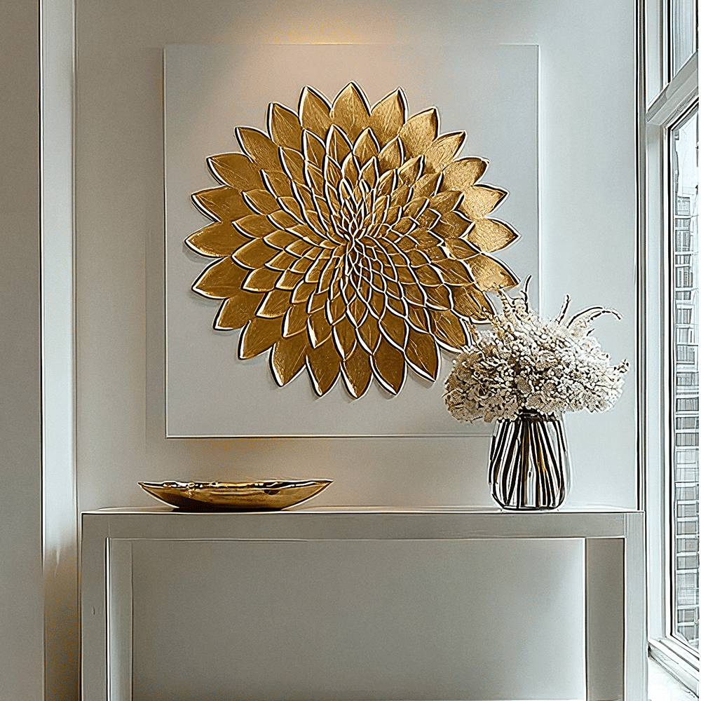 Emelia Gold Leaf & White Textured Canvas Wall Art