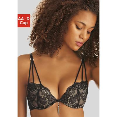 Push-up-BH LASCANA "BH mit Bügel, Spitzen-BH, als Dessous-Set kombinierbar", Damen, Gr. 85, Cup AA, schwarz, Microtouch, Obermaterial: 60% Polyamid, 35% Polyester, 5% Elasthan, BHs Push-up-BH, sexy Unterwäsche, sexy Dessous, Reizwäsche Damen