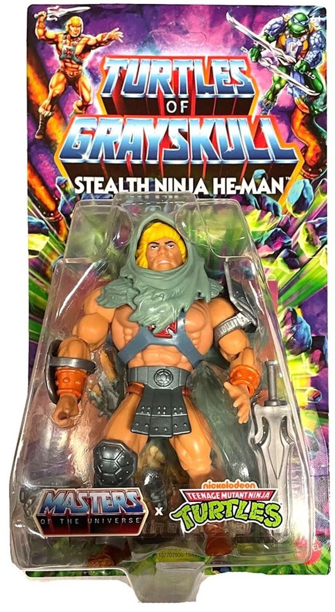 Mattel MOTU x TMNT Turtles of Grayskull Stealth He-Man Actionfiguur 14 cm