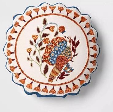 All Categories Goods Round Turkey Pillow, Threshold Cotton Linen Pillow, Thanksgiving Decorative Pillow With Floral Embroidery Round Turkey Pillow, Threshold Cotton Linen Pillow, Thanksgiving Decorative Pillow With Floral Embroidery