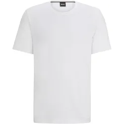 BOSS Herren T-Shirt - Mix & Match, Rundhals, Loungewear, Baumwoll Stretch, Logo Weiß / S