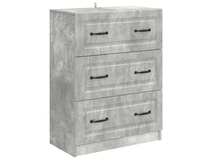 KLGBNCVE Schubladenschrank Betongrau 66 x 34,5 x 87 cm Holzwerkstoff Stangengriffe, rechteckiges Design, vielseitig einsetzbar, feine Verarbeitung, einfache Pflege