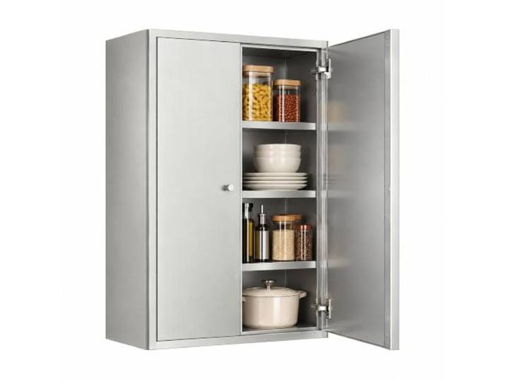 Gtzly Wandmontierter Aufbewahrungsschrank, Küchen-Organizer mit Gewürzregal Edelstahl 304, Verstellbarer Einlegeboden für Geschirr, Vorräte, Küche, Bar und Esszimmer(50*30*80cm/20*12*31.5in)