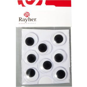 Rayher Wackelaugen 69017000, selbstklebend, 20 mm, rund, 8 Stück