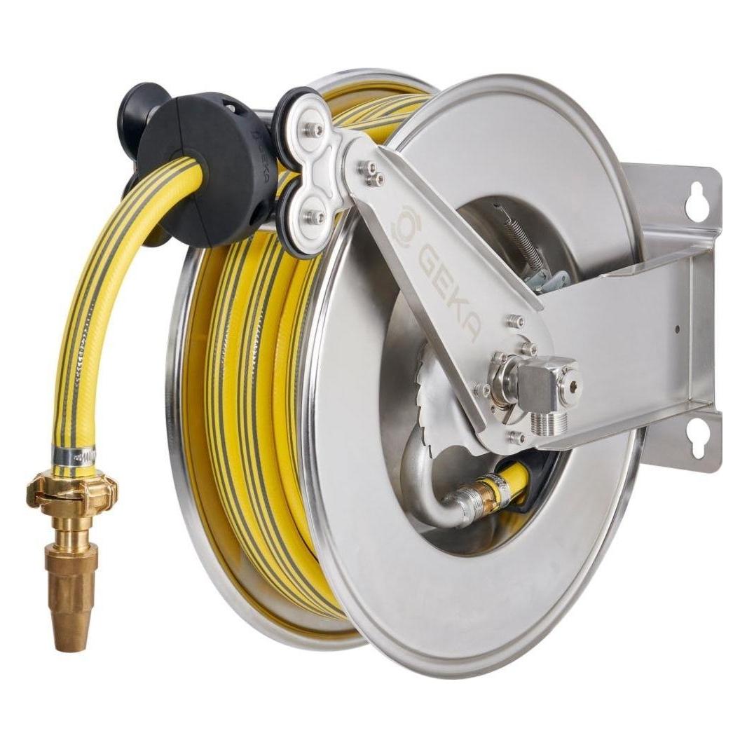 Geka Schlauchaufroller EA15SK,Edelstahl, inkl. 12,5m PVC-Schlauch 3/4" & Arm. (12.50 m) (42.9041.9)