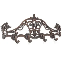 4 Haken Moritz Nostalgie kleine Garderobe Antik Design Hakenleiste Barock Verzierungen 39 x 15,1 x 5