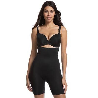 Panty MAGIC BODYFASHION "Maxi Hi-Bermuda", Damen, Gr. L, schwarz, Obermaterial: 54% Polyamid, 46% Elasthan, unifarben, eng, Unterhosen Panty, Silikonbesatz an der Oberseite verhindert ein Einrollen