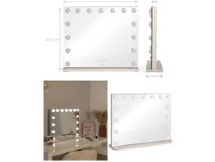 Miroir de maquillage - LIVOO - Hollywood - 50 x 40 cm - LED 15 ampoules - 3 modes tactiles (USB-C)