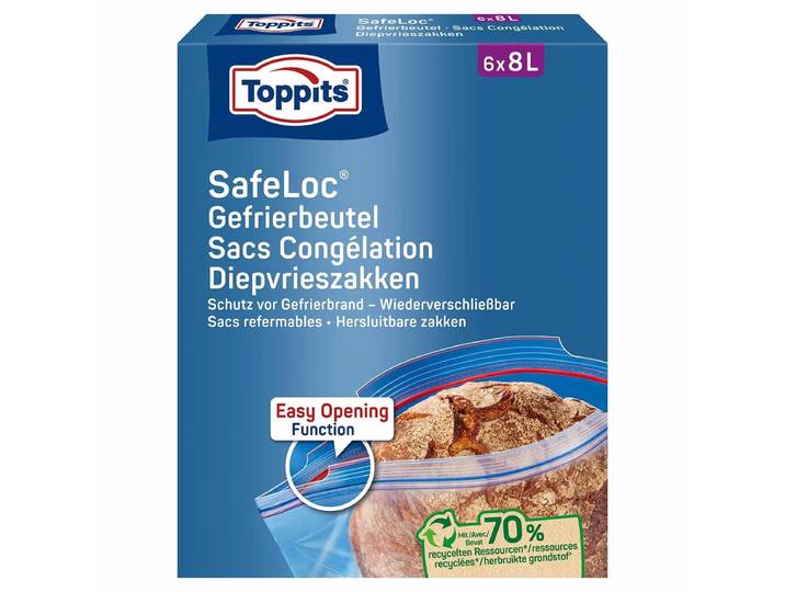 Toppits SafeLoc 8 Liter Doppelverschluss-Gefrierbeutel – Kühlschrank Zubehör/Gefrierschrank Zubehör