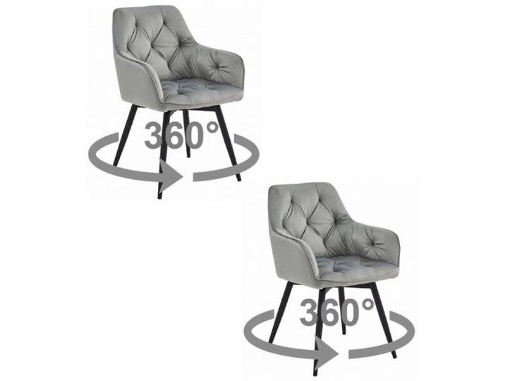 Fauteuil - LEOBERT - JORK360 - velours gris argenté - pieds noirs - lot de 2