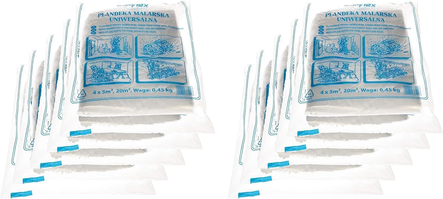 KOTARBAU Set van 50 stuks verfplastic afdekkleed transparant 4 x 5 meter