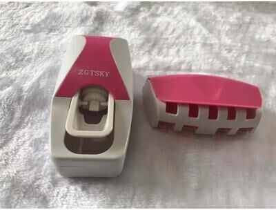 Uplifted Finds Automatic Toothpaste Dispenser & Holder   Premium Wall Mount Squeezer & Dust Proof Bathroom Infrastructure pink