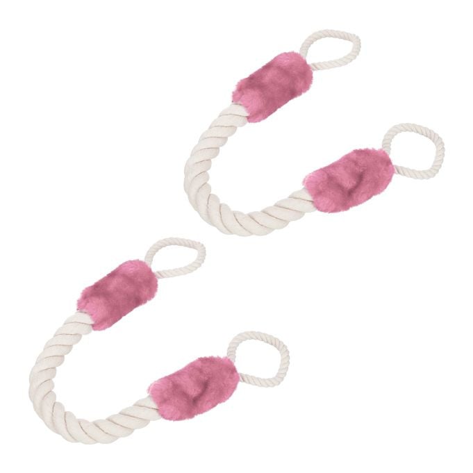 Relaxdays Set van 4 Deurstoppers van Textiel, Roze/Beige, Lengte: 60 cm
