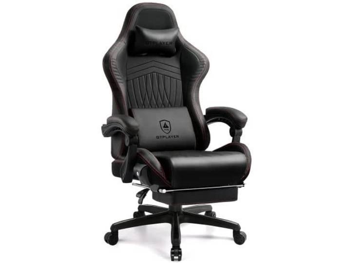 Chaise Gaming Rouge - GTPLAYER - Repose-Pieds Haut-Parleur Bluetooth - Fauteuil Gamer