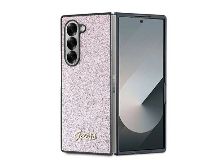 Guess Guhczfd6hggshp Z Fold6 F956 Coque Rigide Rose 4g À Paillettes Script