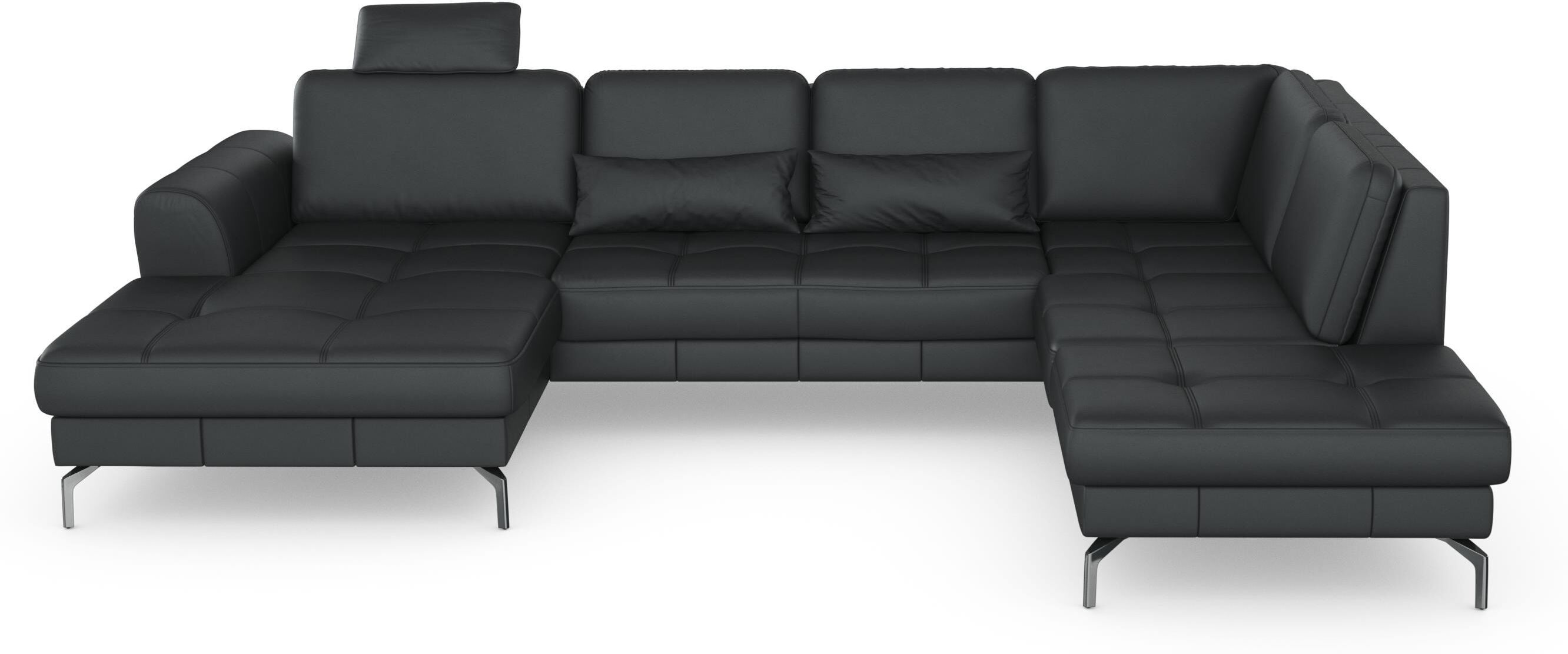 Wohnlandschaft SIT & MORE "Bendigo U-Form", schwarz, B:332cm H:87cm T:226cm, Sofas, Wohnlandschaft, inklusive Sitztiefenverstellung, Bodenfreiheit 15 cm, in 2 Fußfarben