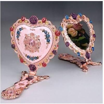 Inspire Daily Merch Large Foldable Heart Shape Mirror Set, Makeup Mirror For Girl Gift, Travel Vanity Mirror rose Gold