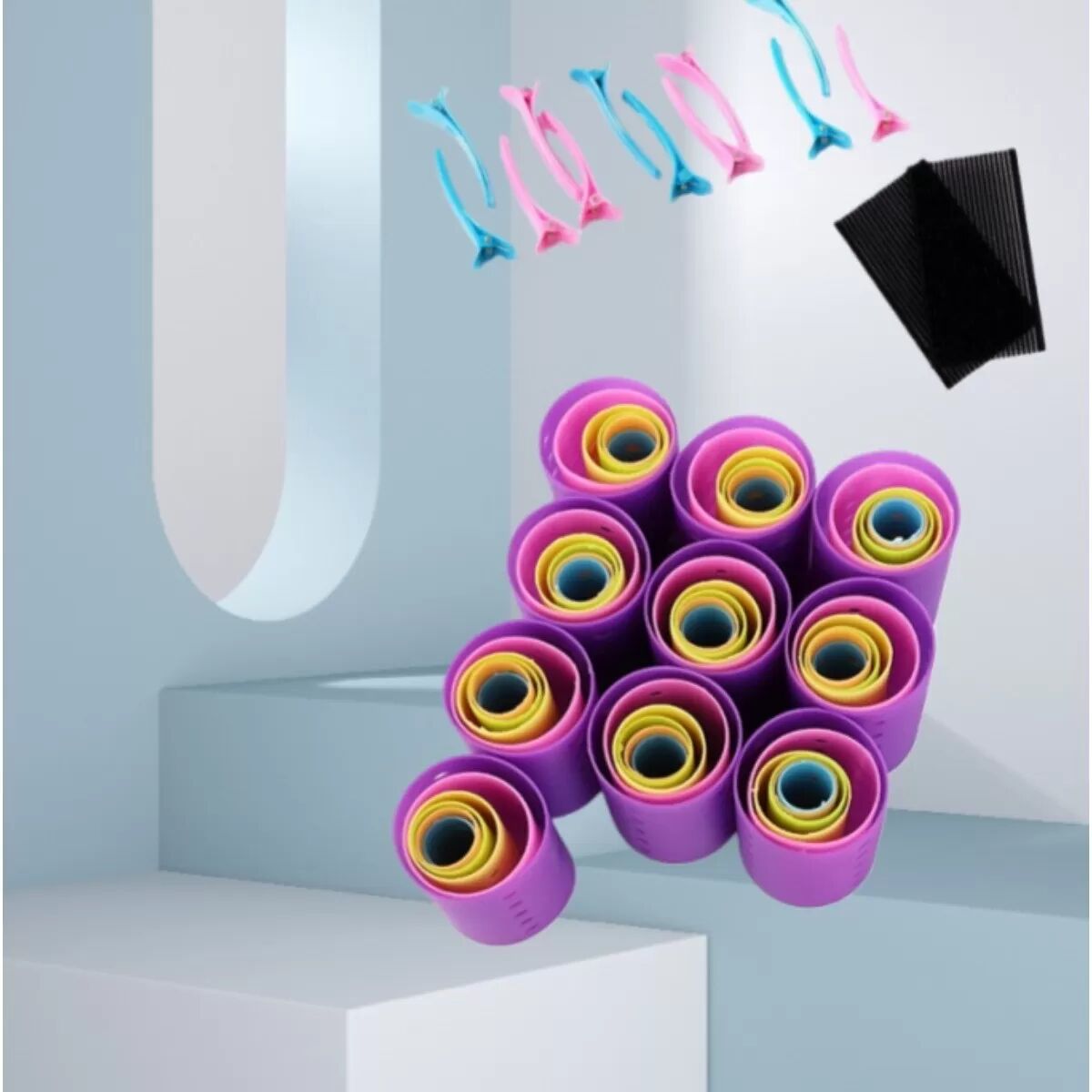 INF Air Bangs Lockenwickler Set: Selbstklebende Haarwickler für perfekte Ponyfrisuren