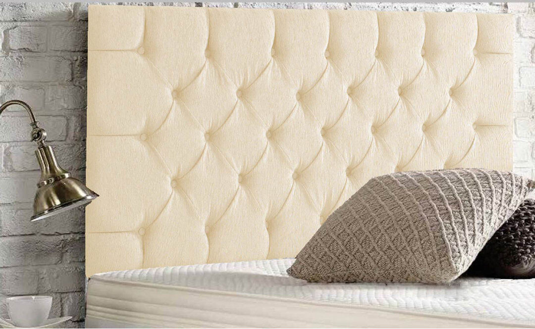 Rosdorf Park Esters Upholstered Headboard Cream/Chenille Double (4'6)