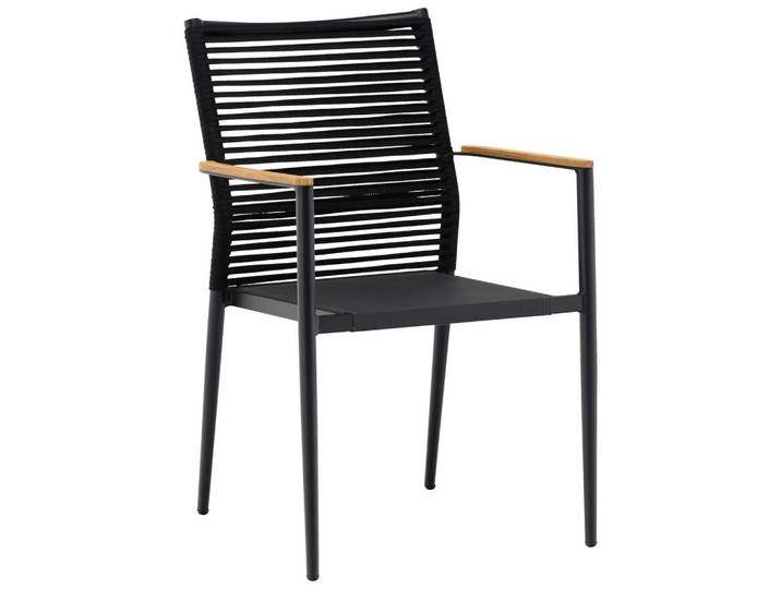 Zebra Stapelsessel, Anthrazit, Holz, Metall, Textil, Teakholz, massiv, Hartholz, Füllung: Schaumstoff, konisch, 58x90x58 cm, stapelbar, Gartenmöbel, Gartenstühle, Gartenstühle stapelbar