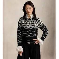 Polo Ralph Lauren für Damen. 211B23907001 Fair-Isle-Cardigan aus Wollmischung, schwarz (L), Lässig, Wolle