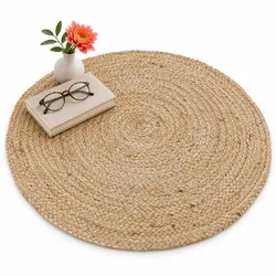 Relaxdays Handgewebter Juteteppich Beige