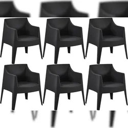 CLP 6er Set Gartenstühle Bartal schwarz
