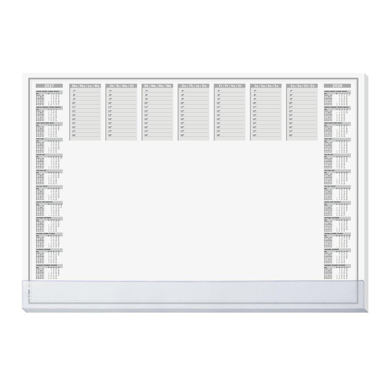 SIGEL Schreibtischunterlage Protect 2027/2028 weiß Papier 59,5 x 41,0 cm, 40 Blatt