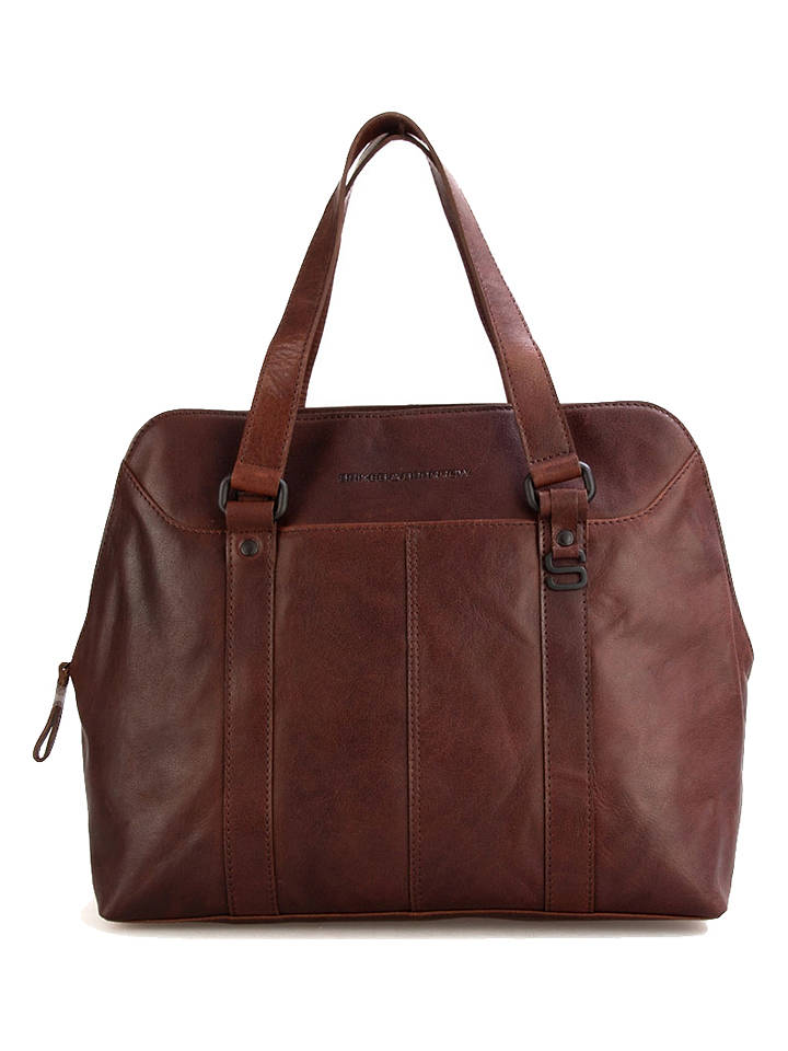 SPIKES & SPARROW Leder-Businesstasche in Dunkelbraun - (B)32 x (H)28 x (T)14 cm - onesize
