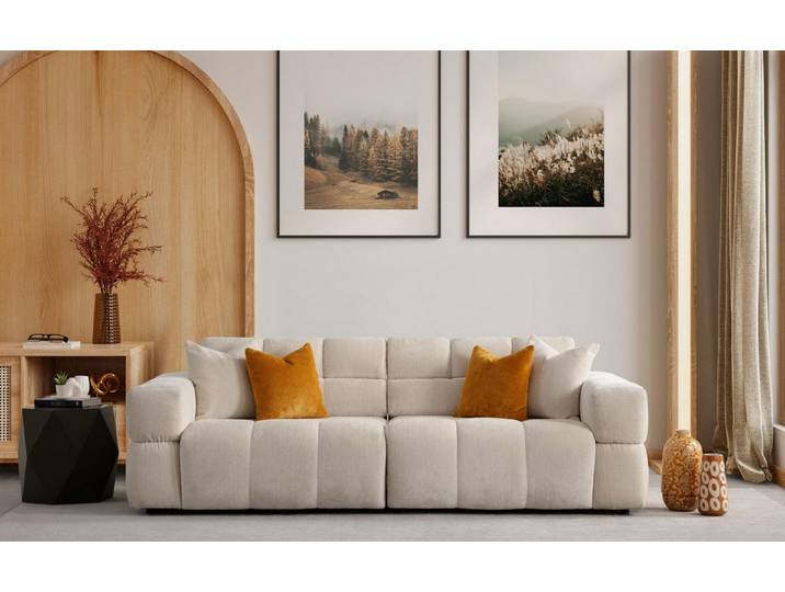 JVmoebel 3-Sitzer Sofa 3 Sitzer Stoffsofa Einfarbig Edelstahl Modern Neu, 1 Teile