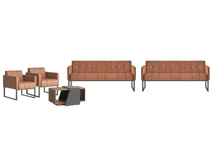 Xlmoebel Polstergarnitur 5-teiliges Arbeitszimmer-Set in Braun und Grau mit 2 Sesseln, (Polstergarnitur, 5-tlg., 5-teiliges Arbeitszimmer-Set), Made in Europa