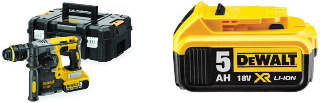 Set DeWalt Akku-Kombihammer,18,0 Volt,5,0 Ah Li-Ion + DeWalt 18,0V / 5,0 Ah Ersatz-Akku