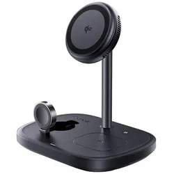 Baseus Drahtloser magnetischer Ladeständer EnerFill FS41 3-in-1 22,5 W USB-C, schwarz (22.50 W), Wireless Charger, Schwarz