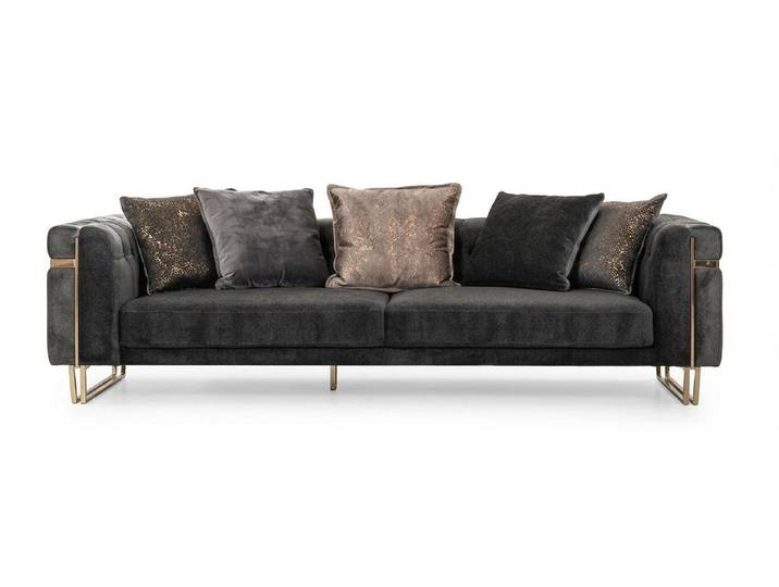 Xlmoebel 3-Sitzer Sofa Modern Schwarz Glamourös Samtartig Fließend Raffiniert, 1 Teile, Glamouröses Design, Modern