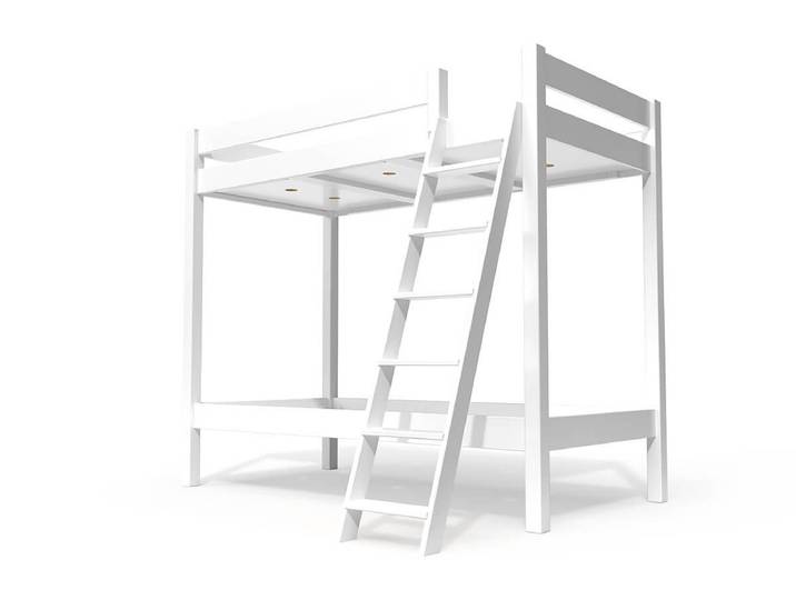 Lit superposé 2 places 80x190 échelle inclinée bois ABC 80x190 Blanc