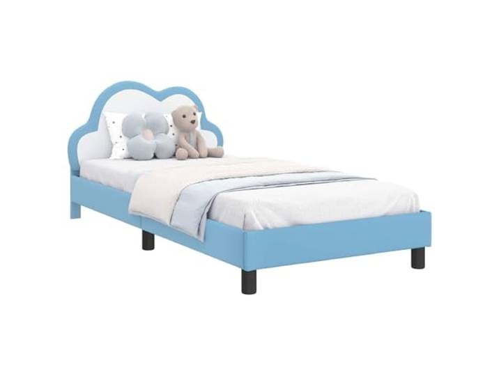 PUGYNBK Kinderbett, 90 x 200 cm, Blau, Holz Feste Lattenrost, ohne Lattenrost, modernes Design, einfache Reinigung