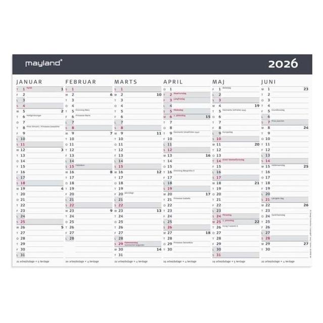 Mayland-Burde Kontorkalender Moderne A4 2026 (A4) (26059050)