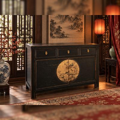 OPIUM OUTLET Möbel Kommode Schrank Sideboard Hochzeitsschrank "LesNoirs" 33082-11 schwarz asiatisch chinesisch orientalisch