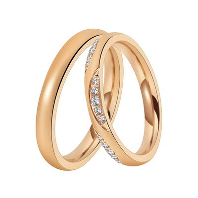 Trauring DOOSTI "Schmuck Geschenk Edelstahl Trauring Ehering Partnerring LIEBE" Gr. 60, rosa (roségoldfarben), Fingerringe, Damen, 60,mit Zirkonia, Edelstahl, 3mm, Trauring, wahlweise mit oder ohne Zirkonia