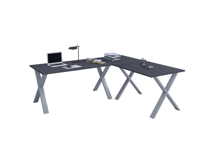 Eckschreibtisch Lona Anthrazit/Silberfarbe L:130cm