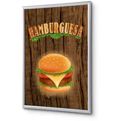 SHOWDOWN Displays Showdown Klapprahmen - DIN A4 - Komplett-Set - Burger Spanisch - Braun/Silber