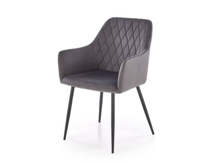 Chaise design en velours de polyester vert gris