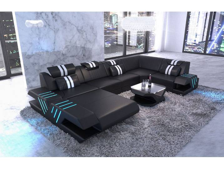 Wohnlandschaft Venedig U-Form in Leder