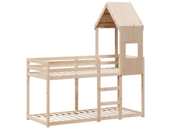 KTHLBRH Etagenbett 90 x 190 cm Kiefernholz Mit Dach und Seitentür, sicheres Design für begrenzte Räume, ohne Matratze