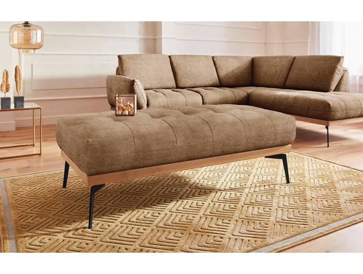 Hocker EXXPO - SOFA FASHION Palic, moderner Polsterhocker mit tollen Verarbeitungsdetails , braun (goldbraun), B:139cm H:47cm T:71cm, Hocker, Hocker