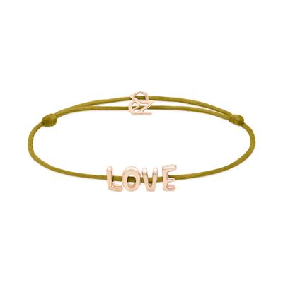 Armband ECHTZEIT "Schmuck Geschenk Edelstahl-Nylon-Armband Love Letters", roségoldfarben, grün, Armbänder, Damen, 21cm, Edelstahl Nylon, Edelstahl, Nylon, Armband
